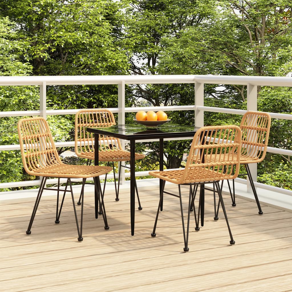 Berkfield 5 Piece Garden Dining Set Poly Rattan