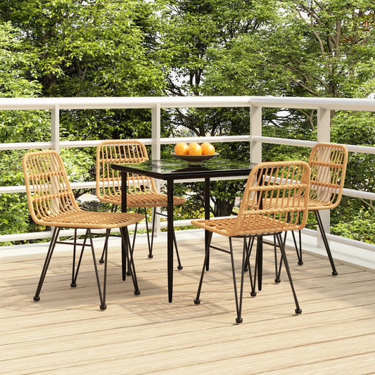Berkfield 5 Piece Garden Dining Set Poly Rattan