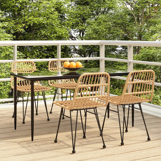 Berkfield 5 Piece Garden Dining Set Poly Rattan