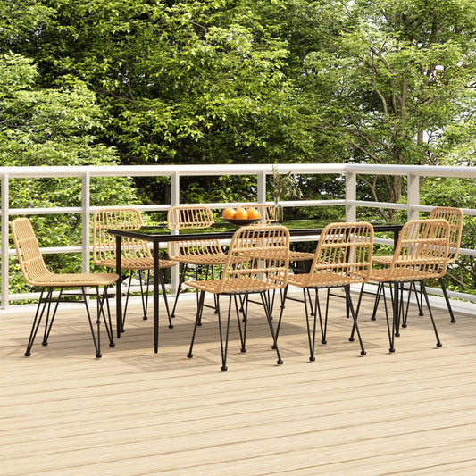 Berkfield 9 Piece Garden Dining Set Poly Rattan