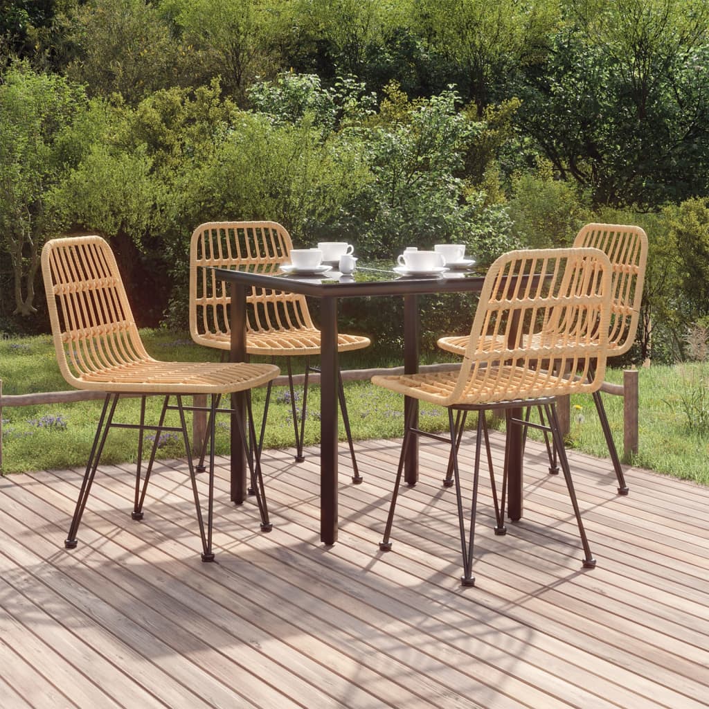 Berkfield 5 Piece Garden Dining Set Poly Rattan
