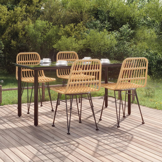 Berkfield 5 Piece Garden Dining Set Poly Rattan