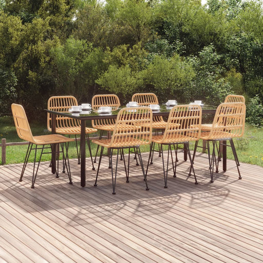 Berkfield 9 Piece Garden Dining Set Poly Rattan