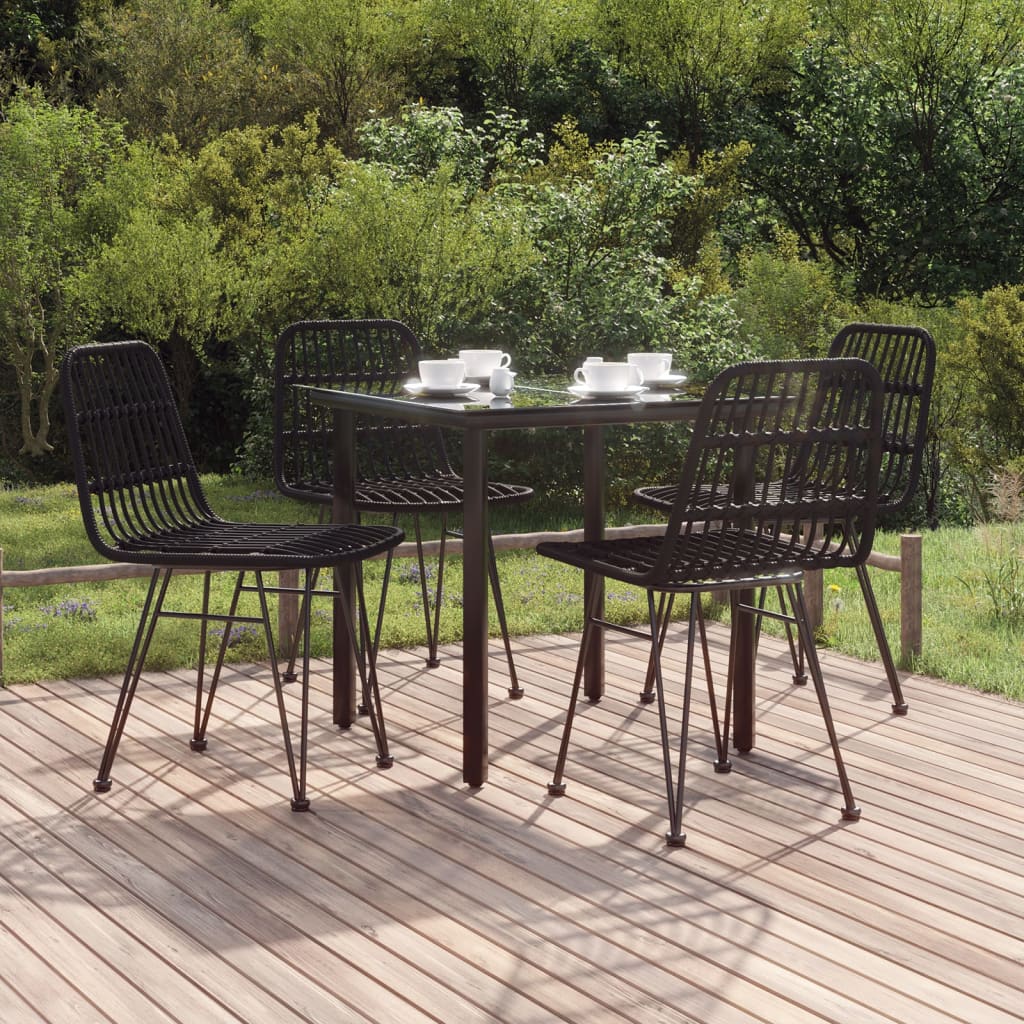 Berkfield 5 Piece Garden Dining Set Black Poly Rattan