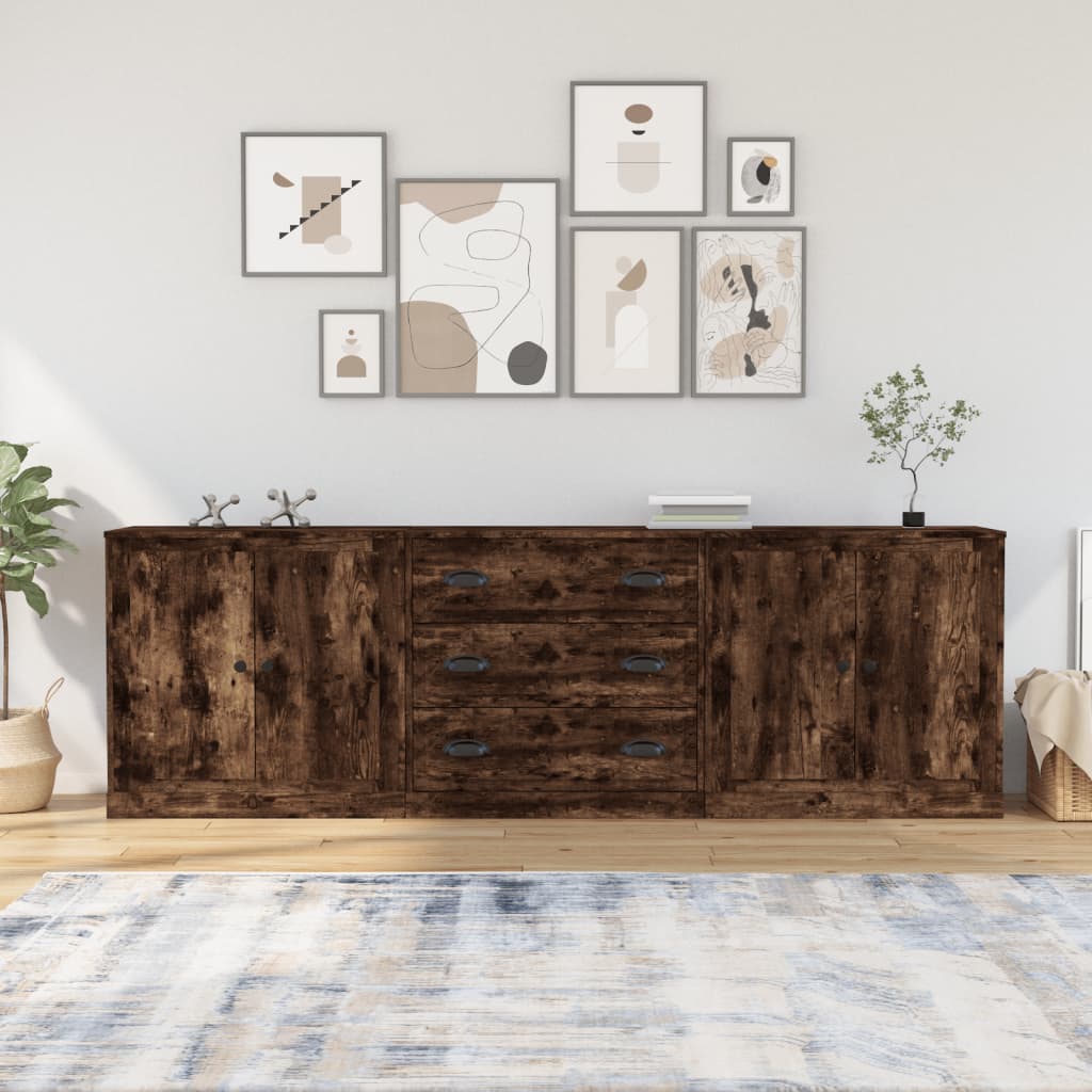Berkfield Sideboards 3 pcs Smoked Oak Engineered Wood