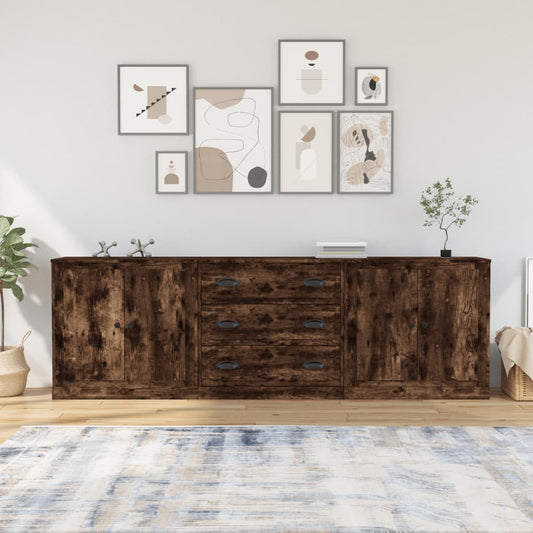 Berkfield Sideboards 3 pcs Smoked Oak Engineered Wood
