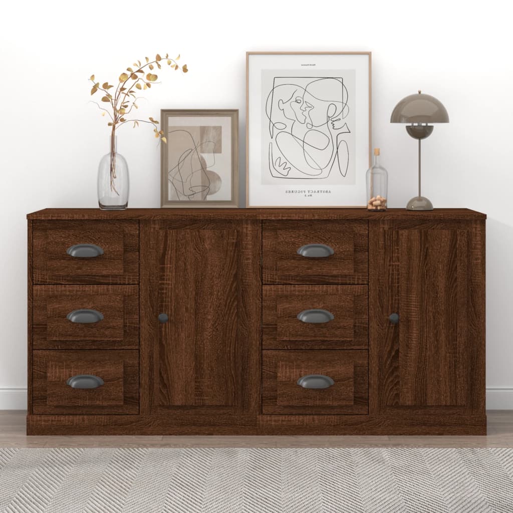 Berkfield Sideboards 2 pcs Brown Oak Engineered Wood