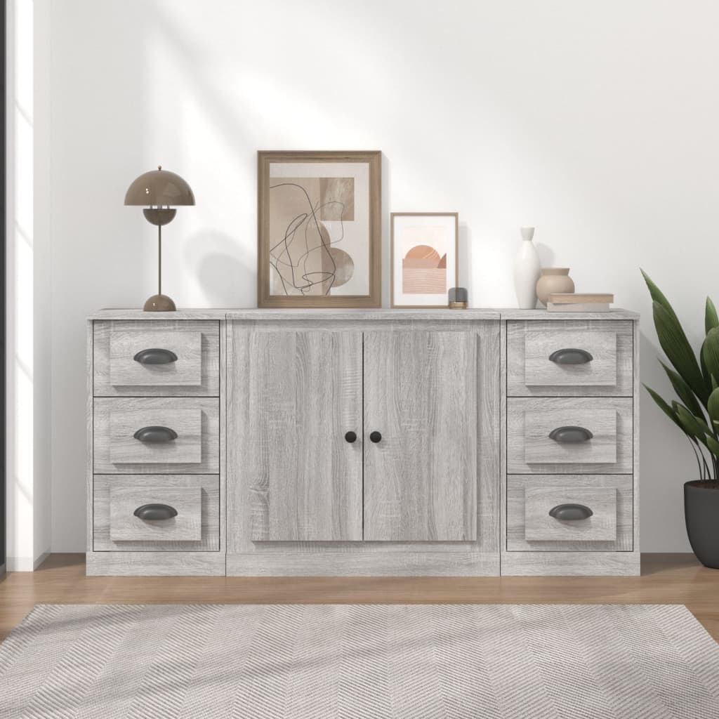 Berkfield Sideboards 3 pcs Grey Sonoma Engineered Wood