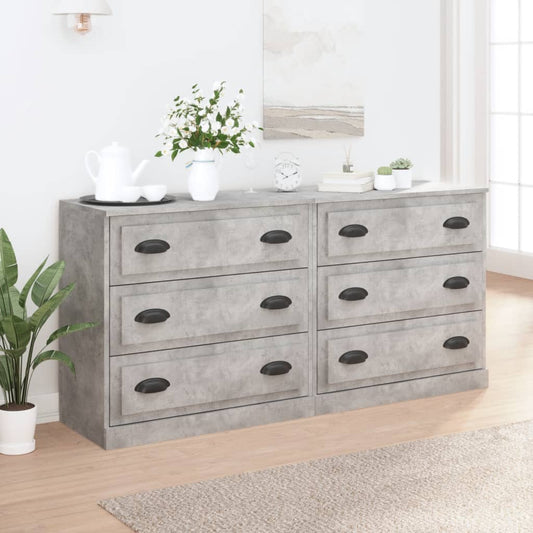 Berkfield Sideboards 2 pcs Concrete Grey Engineered Wood
