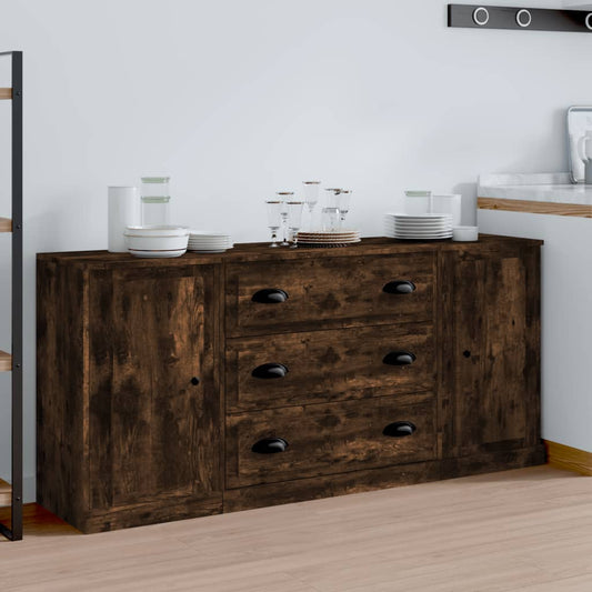 Berkfield Sideboards 3 pcs Smoked Oak Engineered Wood