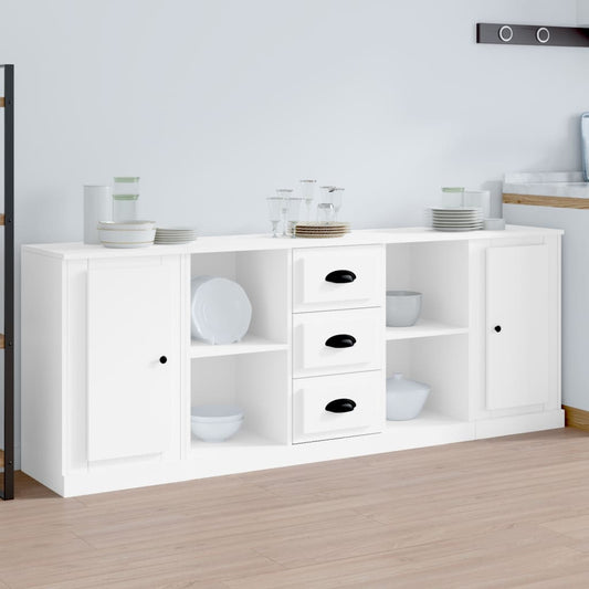 Berkfield Sideboards 3 pcs White Engineered Wood