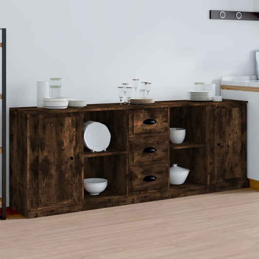 Berkfield Sideboards 3 pcs Smoked Oak Engineered Wood
