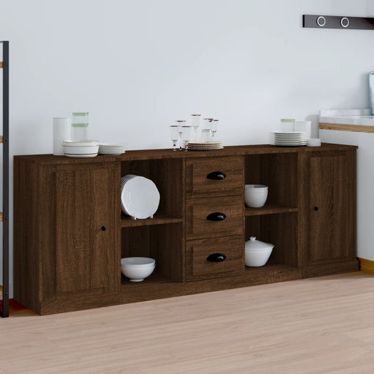 Berkfield Sideboards 3 pcs Brown Oak Engineered Wood