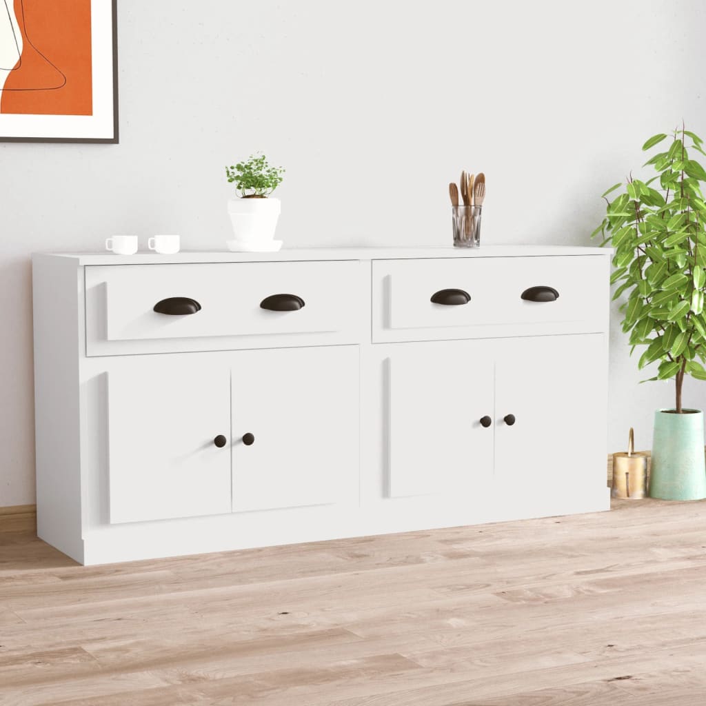 Berkfield Sideboards 2 pcs White Engineered Wood