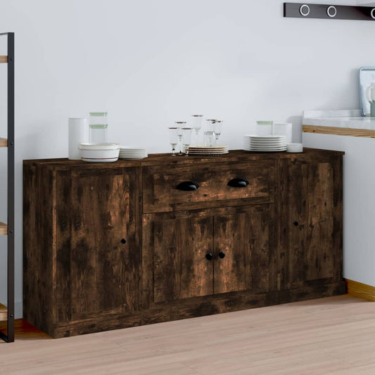 Berkfield Sideboards 3 pcs Smoked Oak Engineered Wood