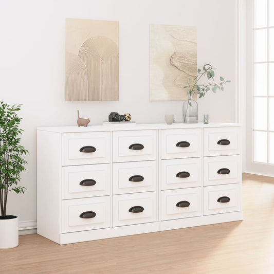 Berkfield Sideboards 2 pcs High Gloss White Engineered Wood
