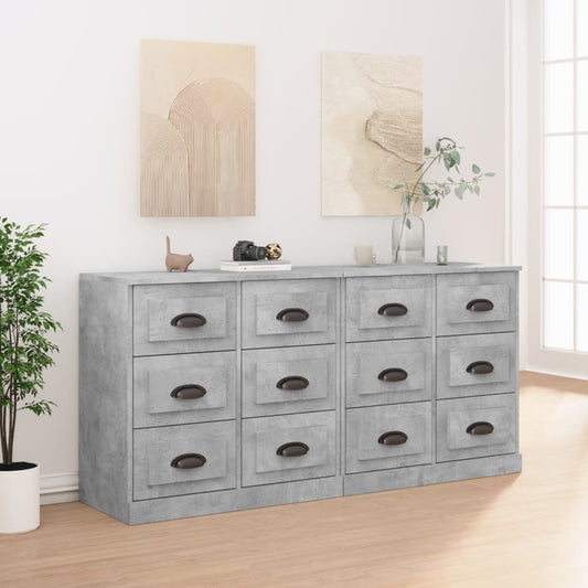 Berkfield Sideboards 2 pcs Concrete Grey Engineered Wood