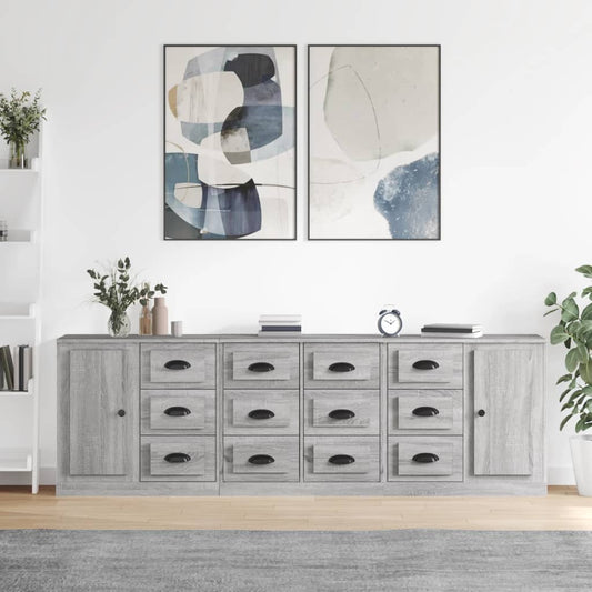 Berkfield Sideboards 3 pcs Grey Sonoma Engineered Wood