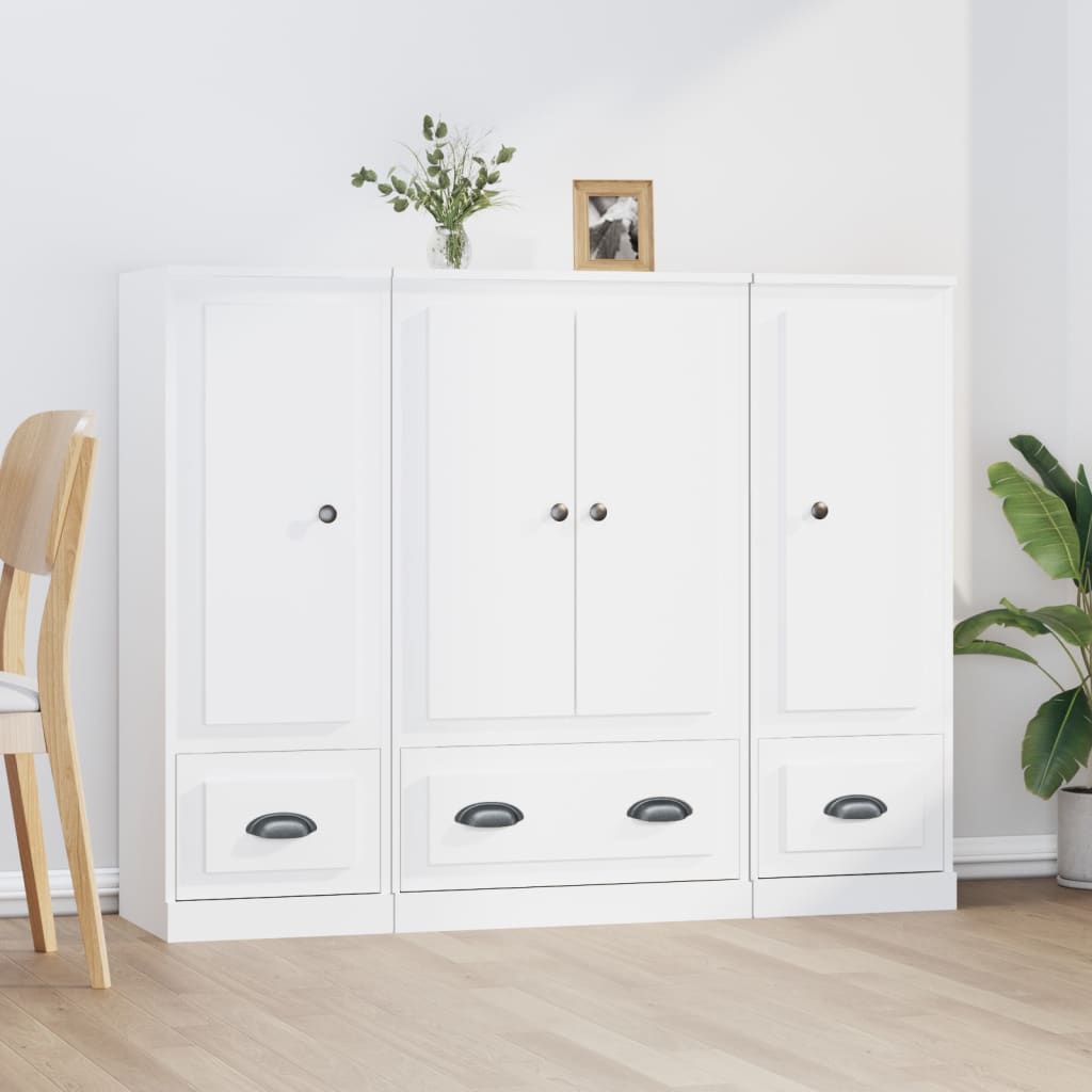 Berkfield Highboards 3 pcs White Engineered Wood