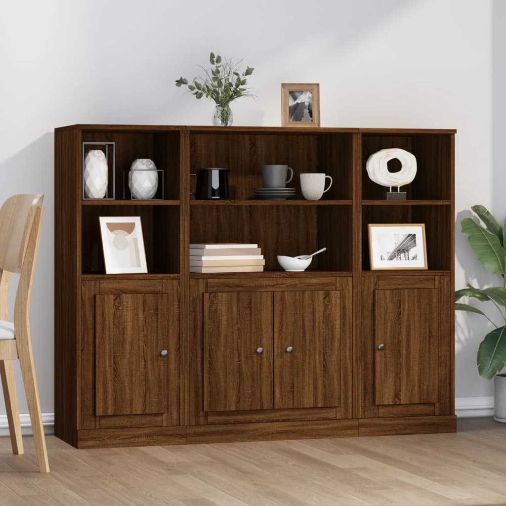 Berkfield Highboards 3 pcs Brown Oak Engineered Wood