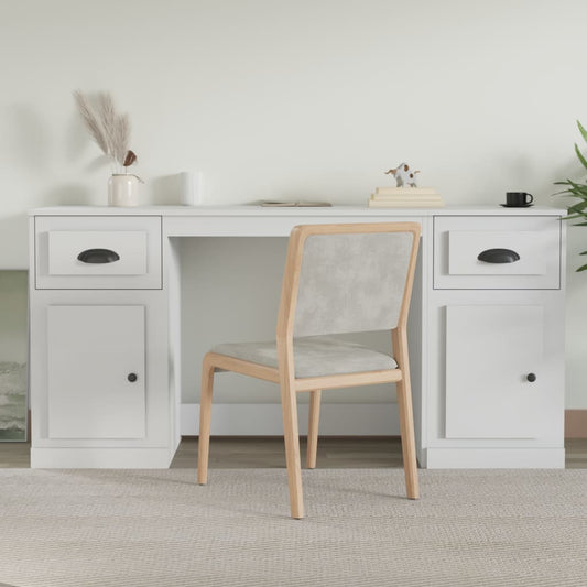 Berkfield Desk with Cabinet White Engineered Wood