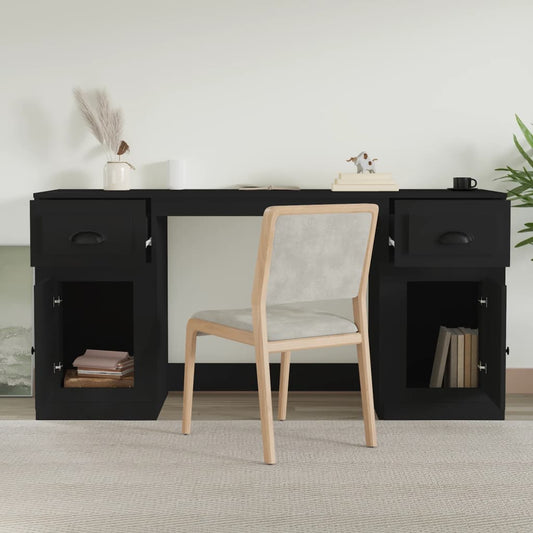 Berkfield Desk with Cabinet Black Engineered Wood