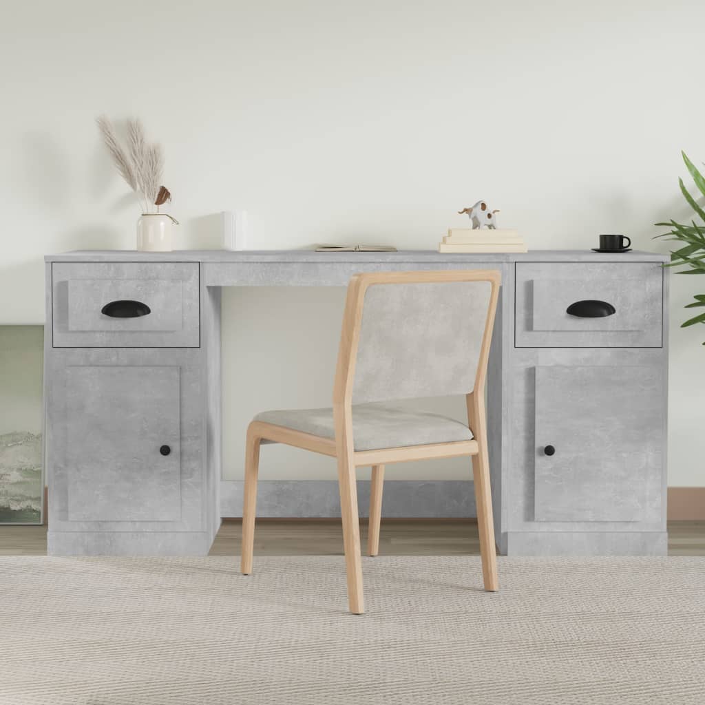 Berkfield Desk with Cabinet Concrete Grey Engineered Wood
