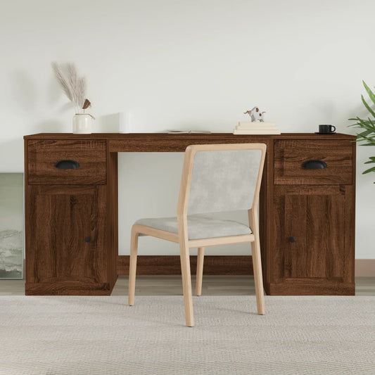 Berkfield Desk with Cabinet Brown Oak Engineered Wood