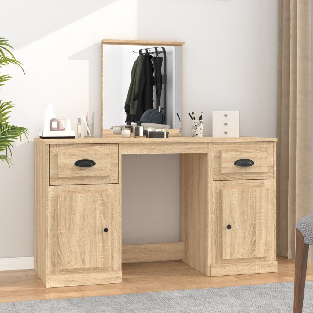 Berkfield Dressing Table with Mirror Sonoma Oak 130x50x132.5 cm