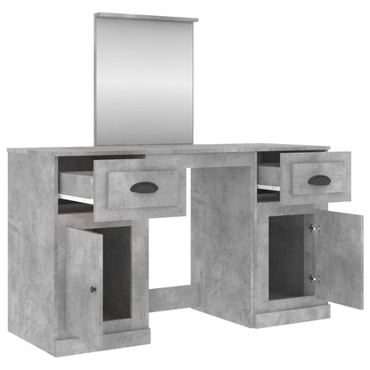 Berkfield Dressing Table with Mirror Concrete Grey 130x50x132.5 cm
