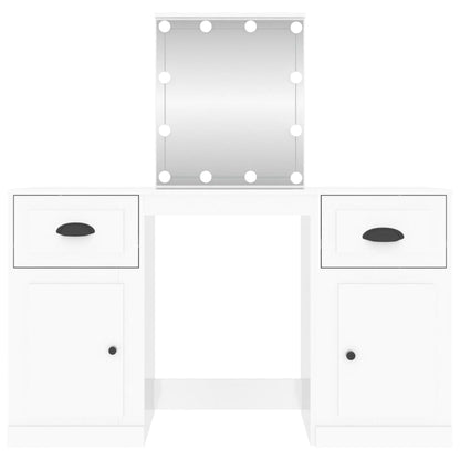 Berkfield Dressing Table with LED High Gloss White 130x50x132.5 cm