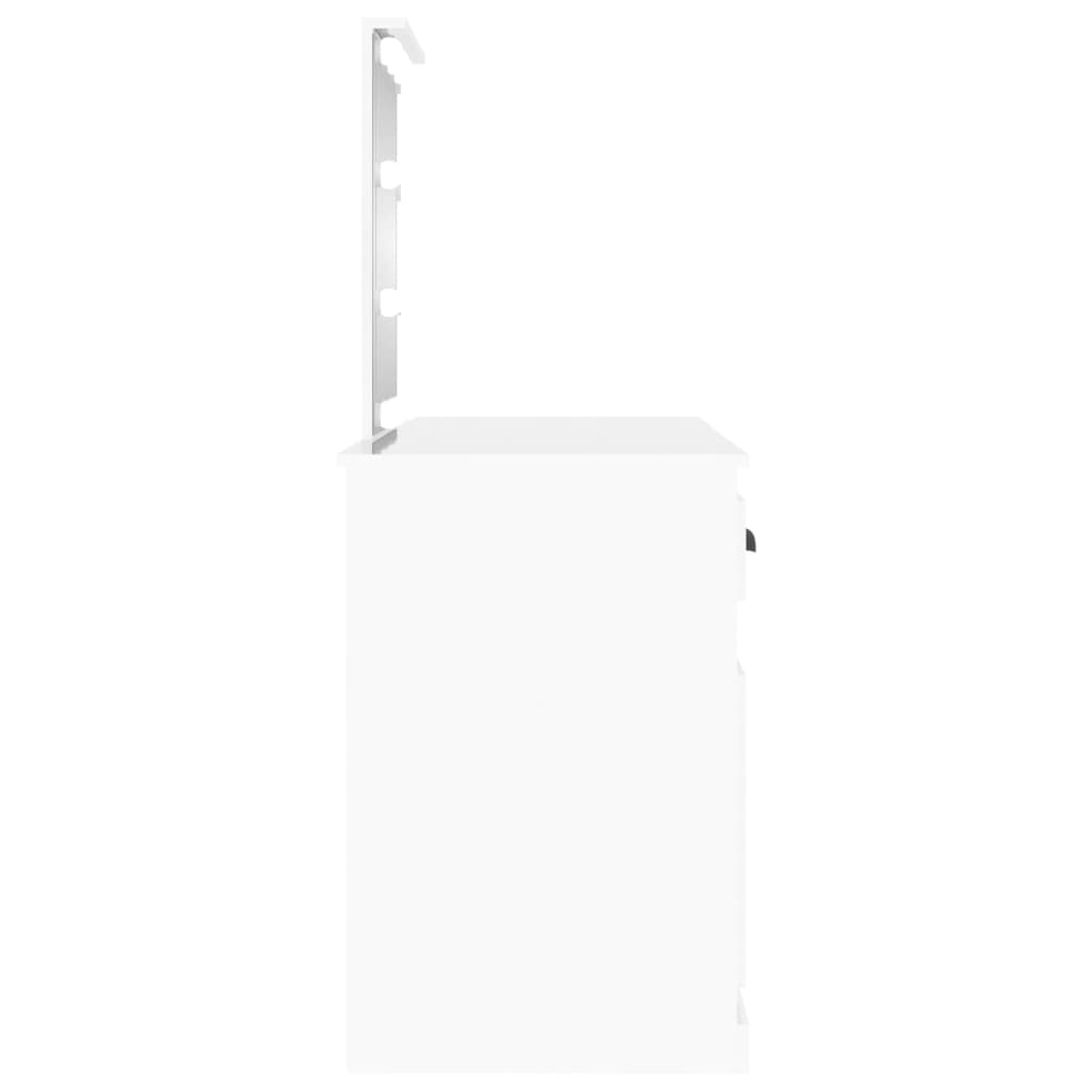 Berkfield Dressing Table with LED High Gloss White 130x50x132.5 cm