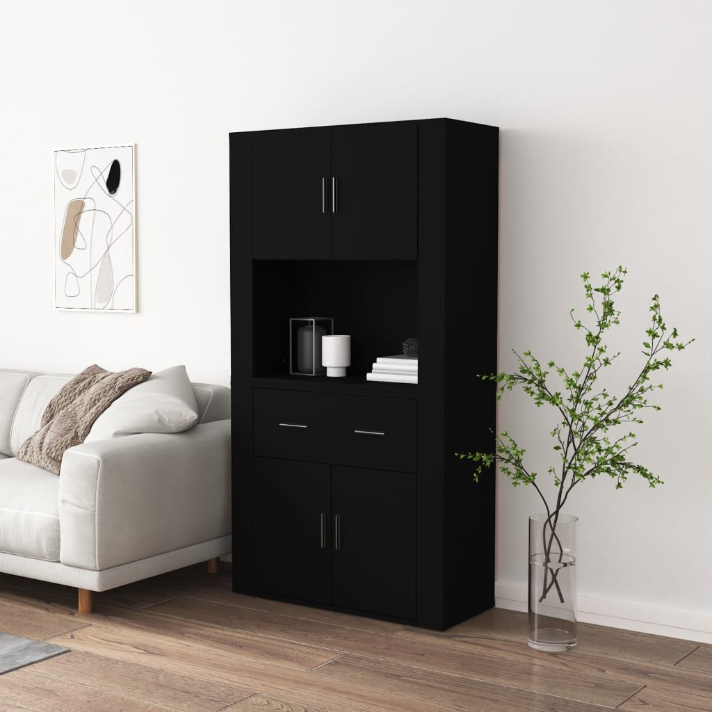 Berkfield Highboard Black Engineered Wood