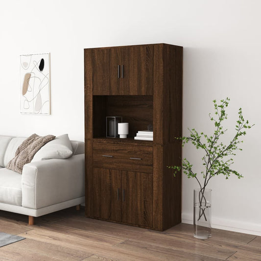Berkfield Highboard Brown Oak Engineered Wood