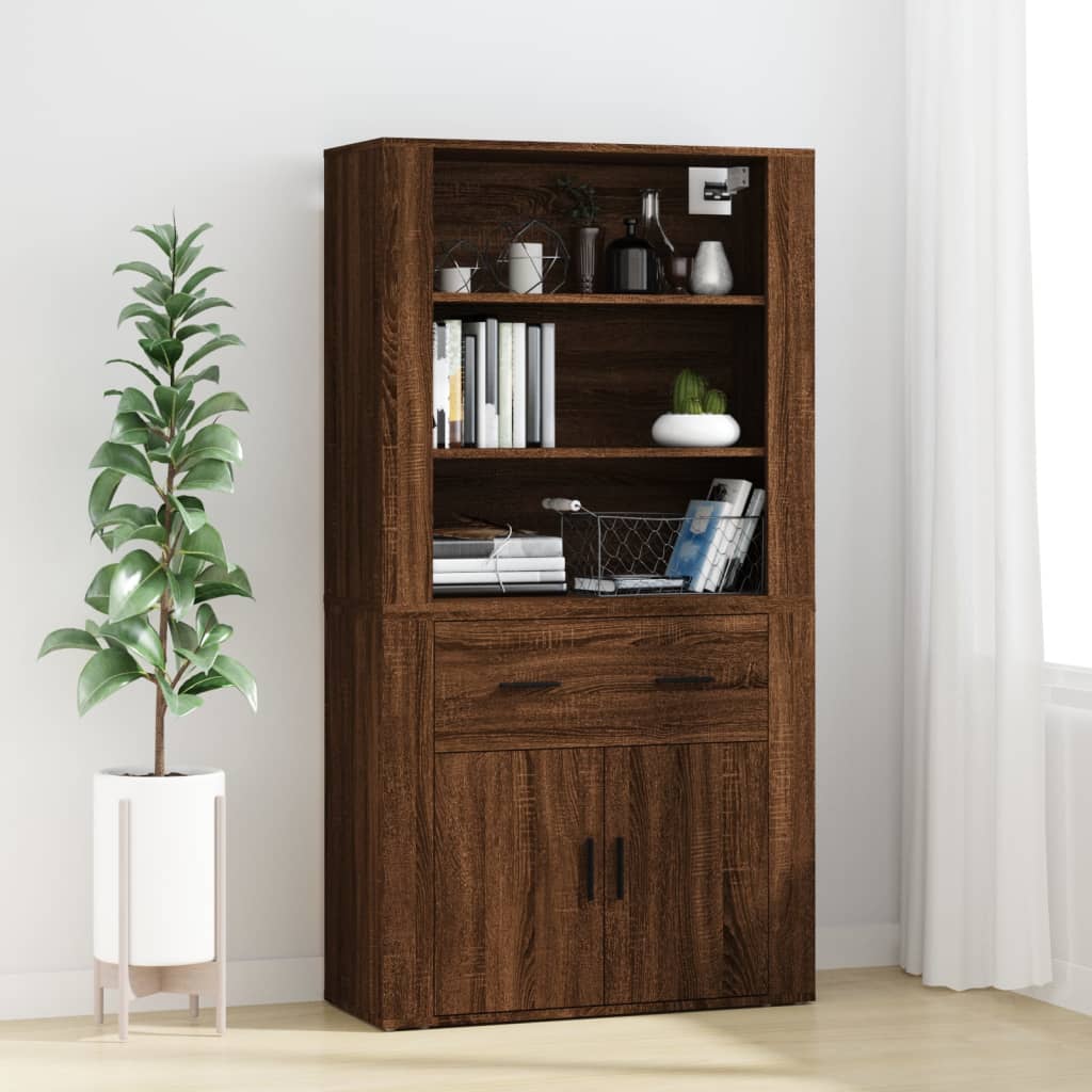 Berkfield Highboard Brown Oak Engineered Wood