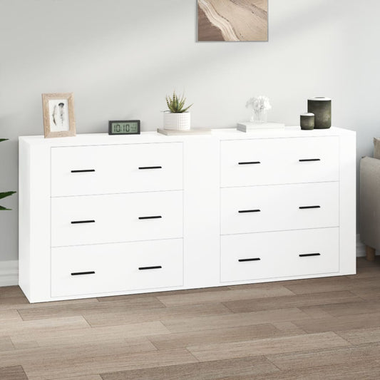 Berkfield Sideboards 2 pcs High Gloss White Engineered Wood