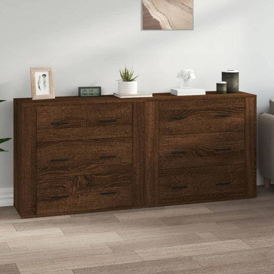 Berkfield Sideboards 2 pcs Brown Oak Engineered Wood