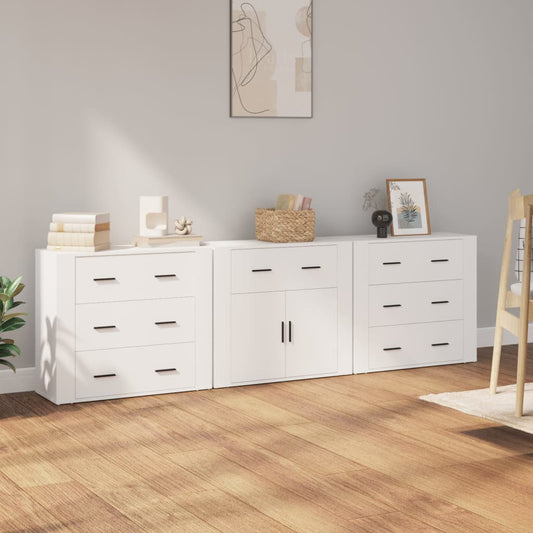 Berkfield Sideboards 3 pcs White Engineered Wood
