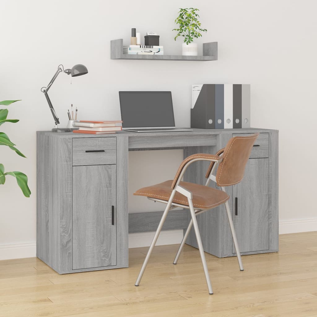 Berkfield Desk with Cabinet Grey Sonoma Engineered Wood