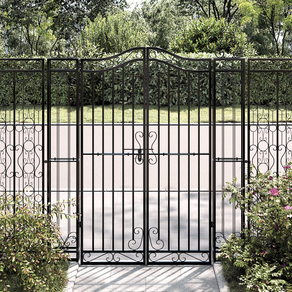 Berkfield Garden Gate Black 121x8x150 cm Wrought Iron