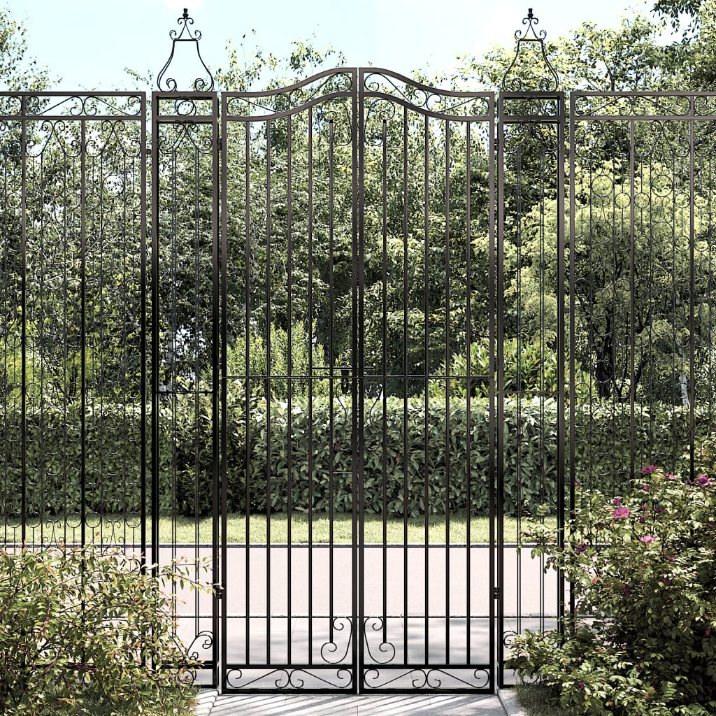 Berkfield Garden Gate Black 121x8x200 cm Wrought Iron