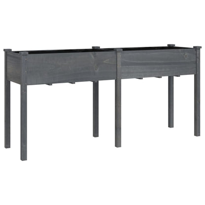 Berkfield Planter with Liner Grey 161x45x76 cm Solid Wood Fir