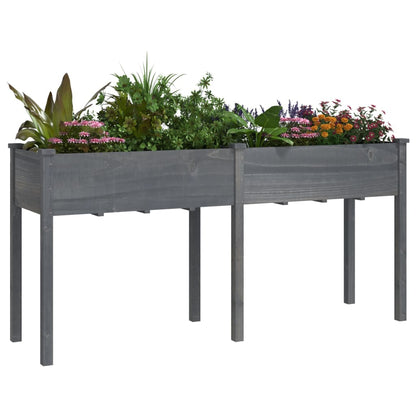 Berkfield Planter with Liner Grey 161x45x76 cm Solid Wood Fir