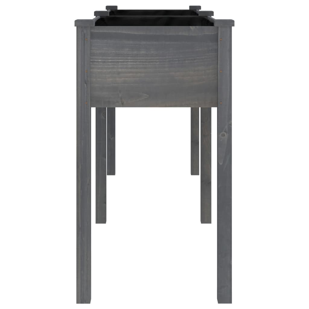 Berkfield Planter with Liner Grey 161x45x76 cm Solid Wood Fir