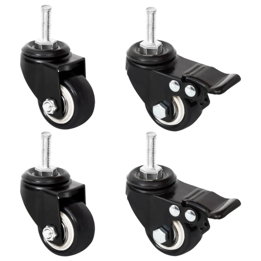 Berkfield Wheels for Planter 4 pcs Black 8x3.5x8 cm Iron