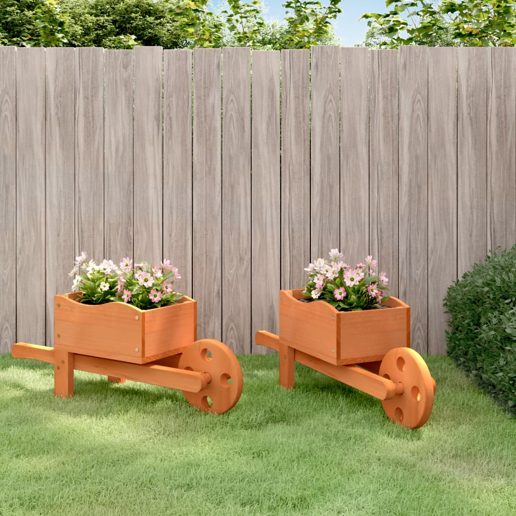 Berkfield Wheelbarrow Planters 2 pcs 47x15x19 cm Solid Wood Fir
