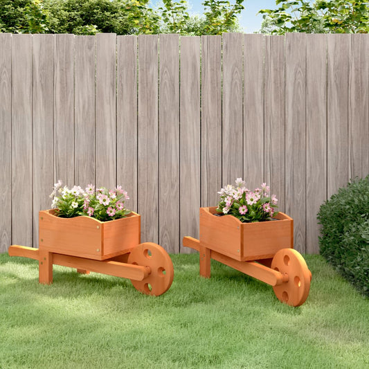 Berkfield Wheelbarrow Planters 2 pcs 47x15x19 cm Solid Wood Fir