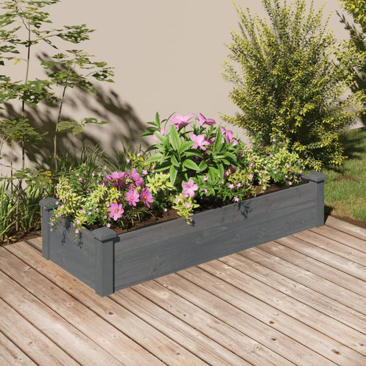 Berkfield Garden Raised Bed with Liner Grey 120x45x25 cm Solid Wood Fir