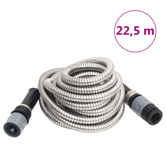 Berkfield Garden Hose with Spray Nozzle Silver 0.6" 22.5 m Stainless Steel