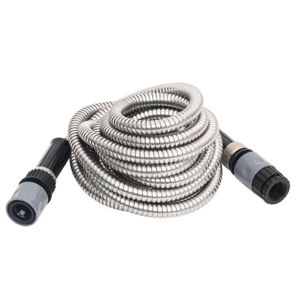 Berkfield Garden Hose with Spray Nozzle Silver 0.6" 30 m Stainless Steel